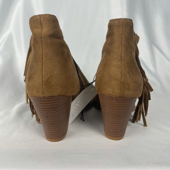 Charming Charlie Suede Fringe Peep Toe Booties - Women’s 6 - Picture 5 of 9